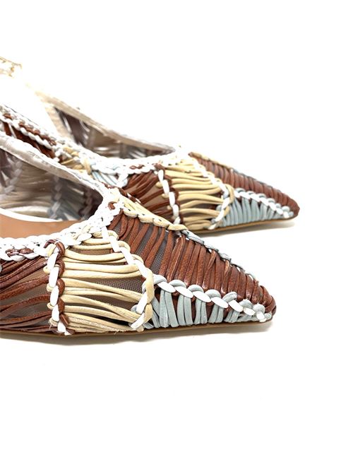 Slingback donna intrecciata IL LACCIO | N1008INTRECCIOMULTI WHITE TAN